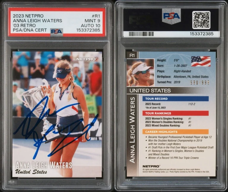 2023 NetPro #R1 Anna Leigh Waters Rookie Card ‘03 Retro /999 PSA 9/AUTO 10 RC