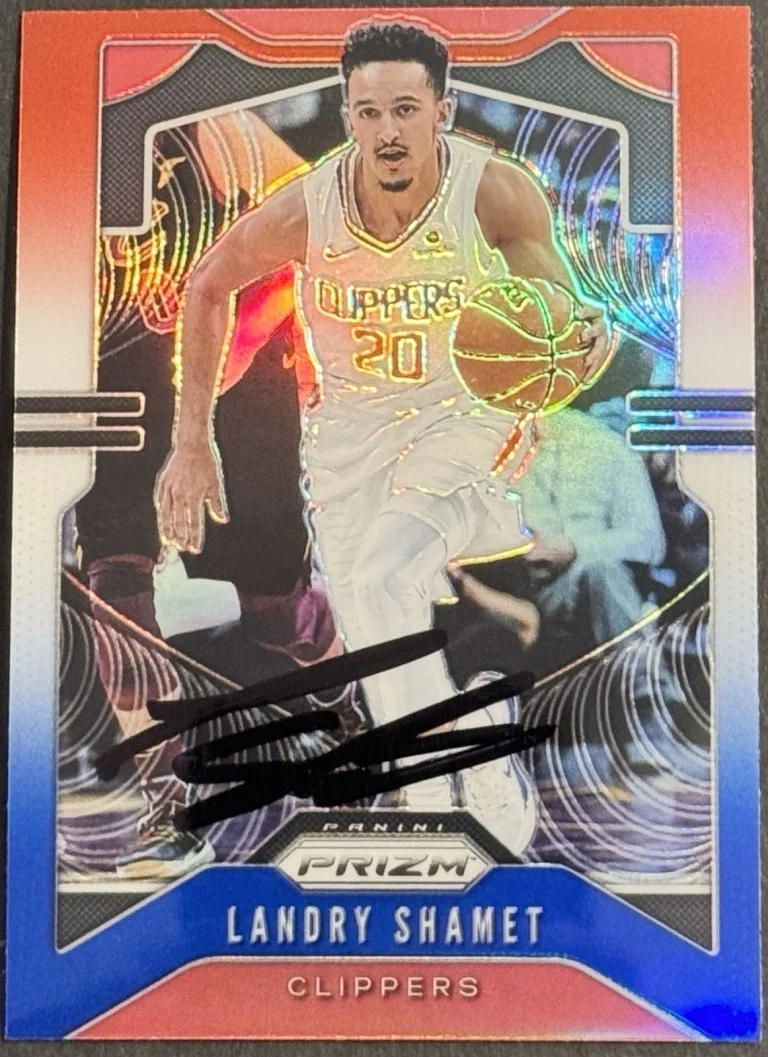 Landry Shamet Signed 2019-20 Panini Prizm Red White Blue Card New York Knicks