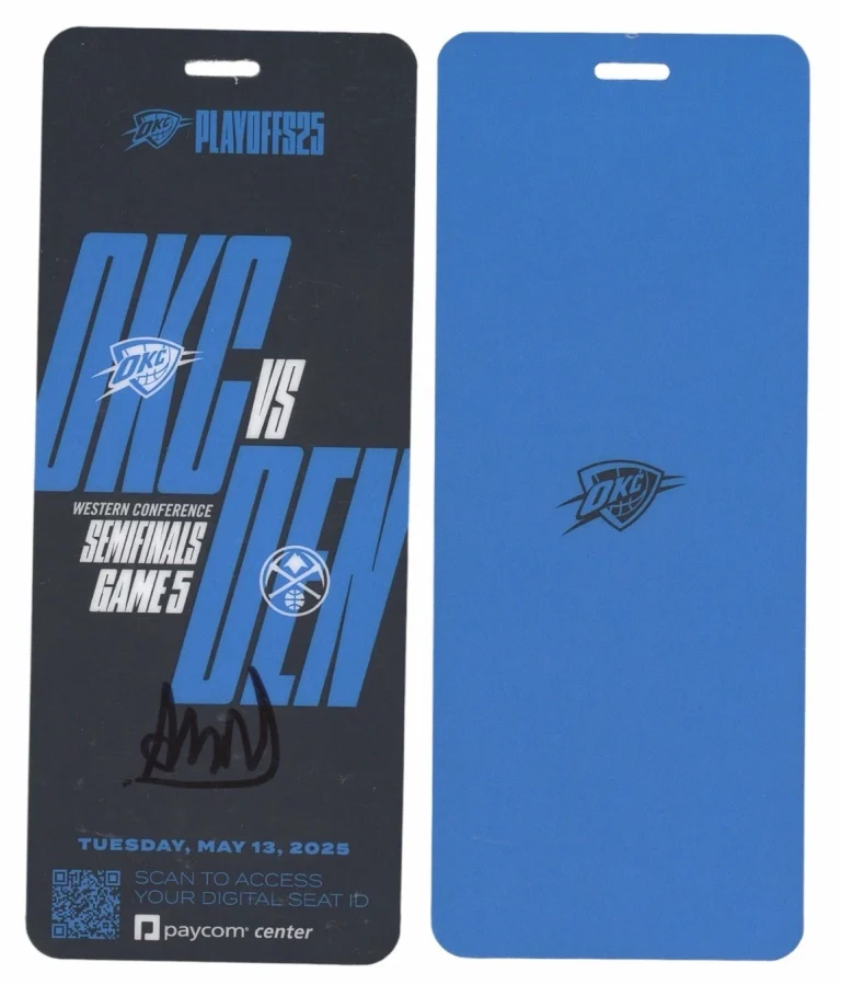 Ajay Mitchell Signed 2025 NBA Playoffs West Semis Game 5 Courtside Ticket OKC