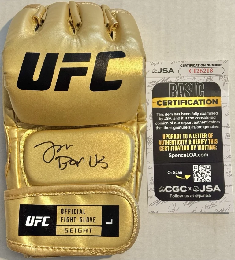 Jon Bones Jones Signed Autographed UFC Gold Fight Glove JSA COA Legend Champ