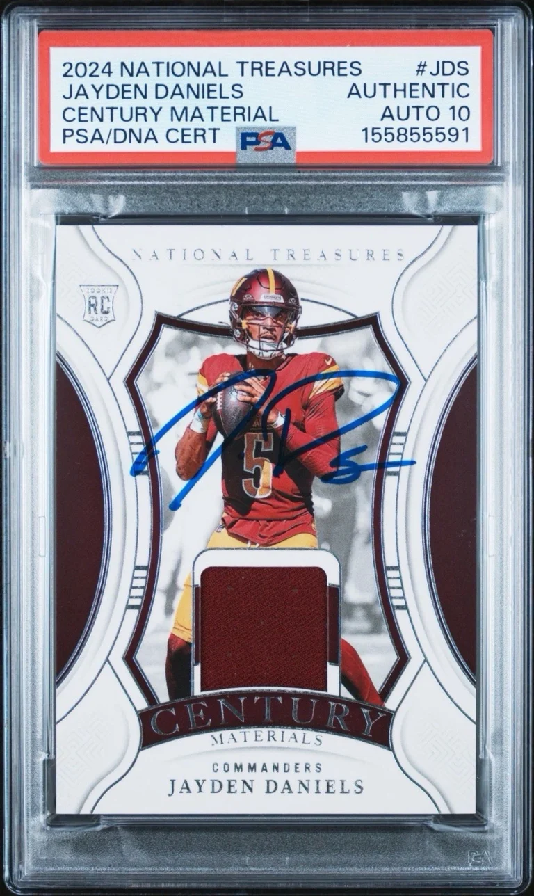 2024 National Treasures Jayden Daniels Rookie Century Materials /99 PSA AUTO 10