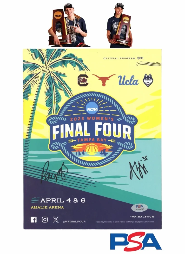 Paige Bueckers & Azzi Fudd Signed 2025 National Champions UConn Program PSA AUTO