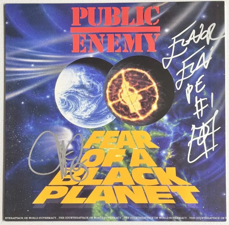 Chuck D & Flavor Flav Signed Public Enemy’s Fear Of A Black Vinyl Album PSA/DNA