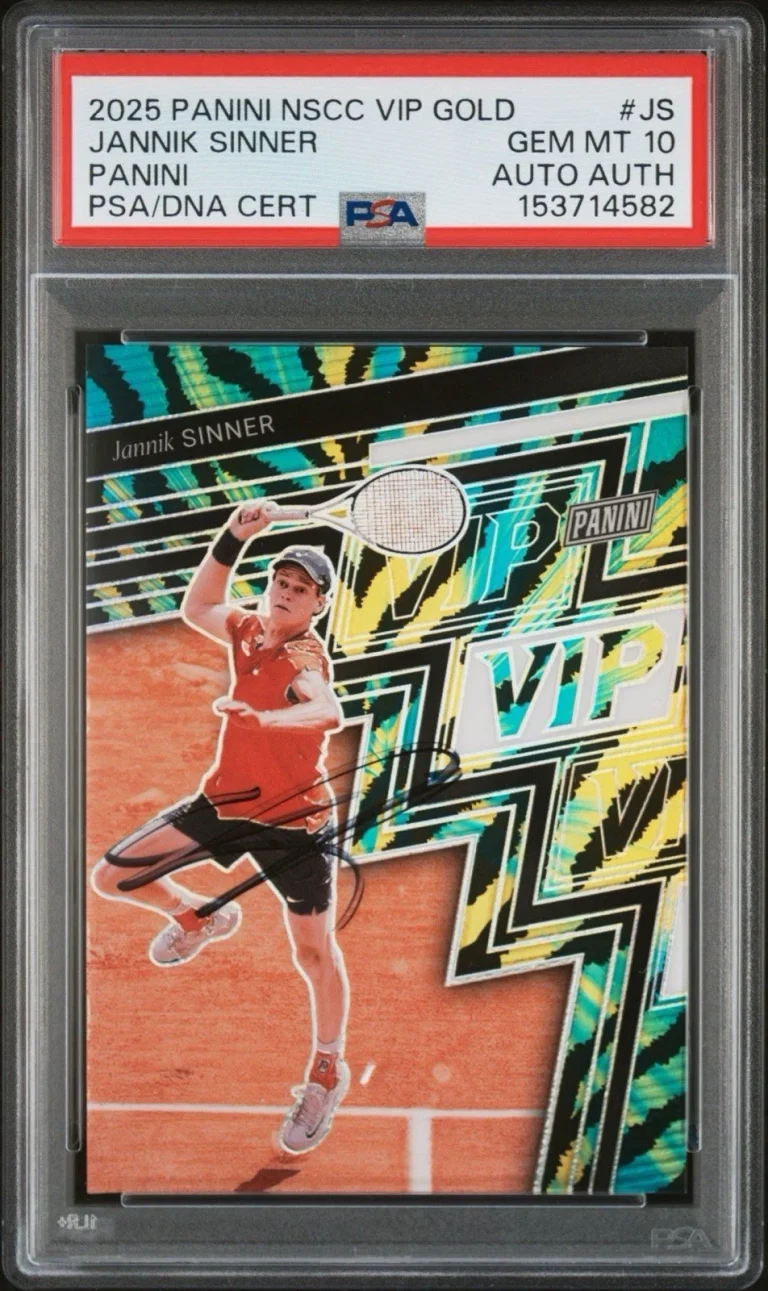 2025 Panini NSCC VIP GOLD #JS Jannik Sinner Baja Tiger Stripes Auto PSA 10 RC