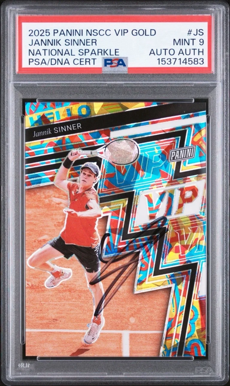 2025 Panini NSCC VIP GOLD #JS Jannik Sinner National Sparkle /45 Auto PSA 9 RC
