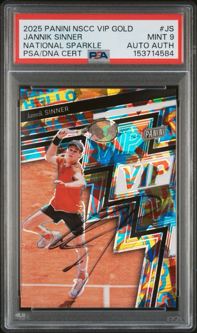 2025 Panini NSCC VIP GOLD #JS Jannik Sinner National Sparkle /45 Auto PSA 9 RC