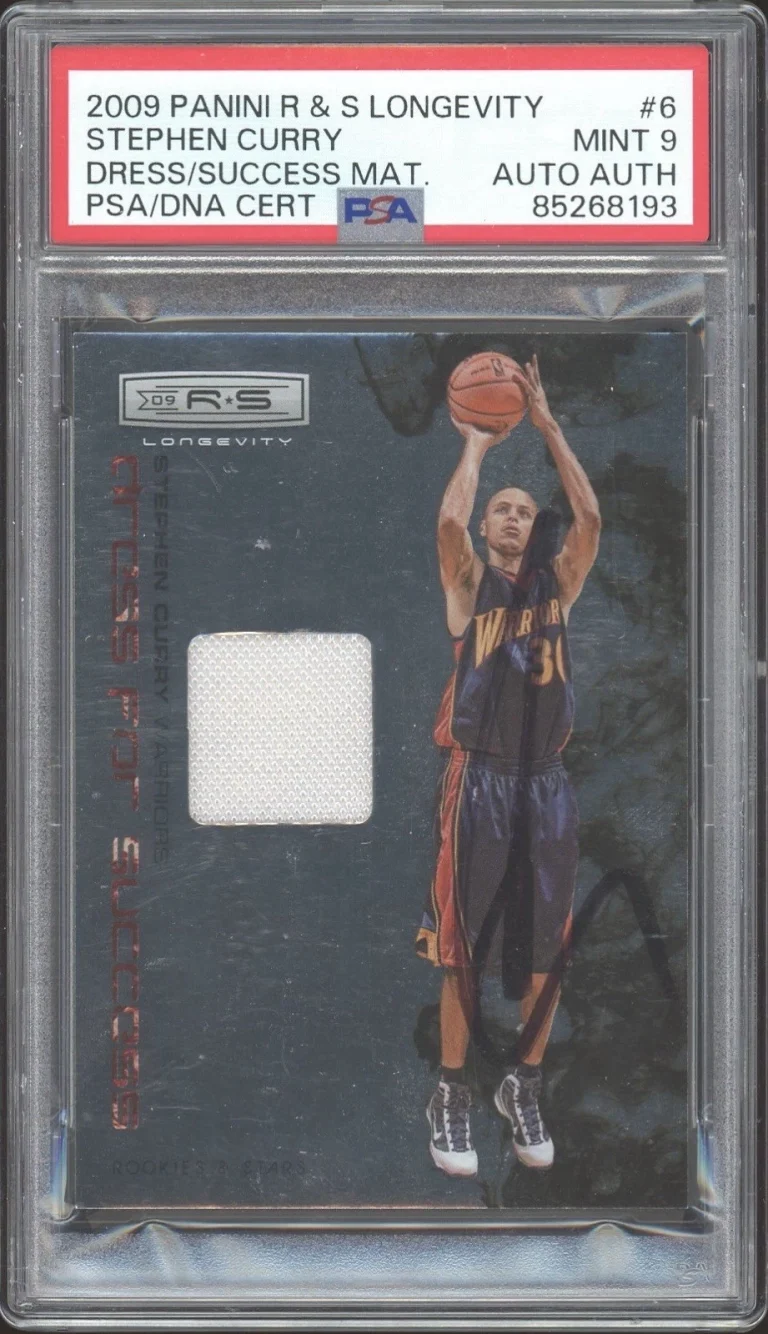 2009 Panini R&S Longevity Stephen Curry Rookie Dress/Success Mat Auto /299 PSA 9