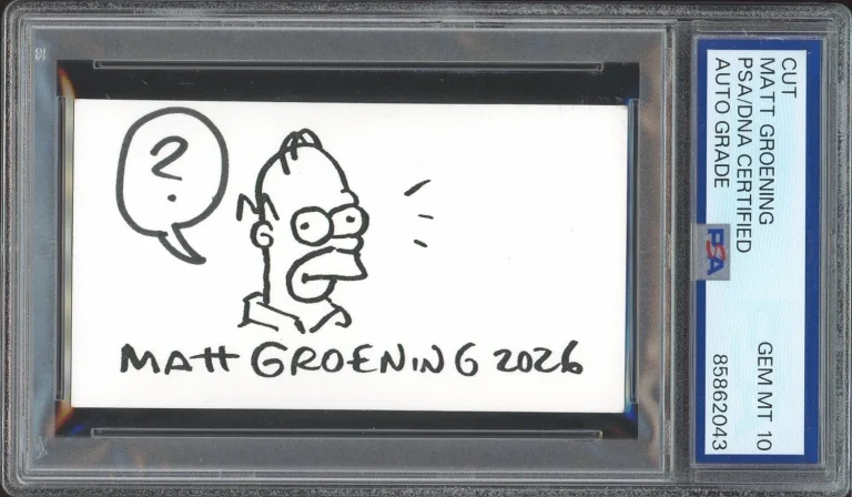 Matt Groening Signed Business Card Homer Simpson Sketch PSA 10 AUTO The Simpsons