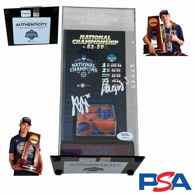 Paige Bueckers & Azzi Fudd Signed 2025 National Champion UConn Confetti PSA AUTO