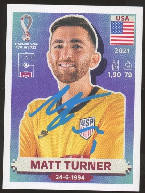 2022 Panini FIFA World Cup Qatar #USA3 Matt Turner Signed USMNT Sticker Card RC