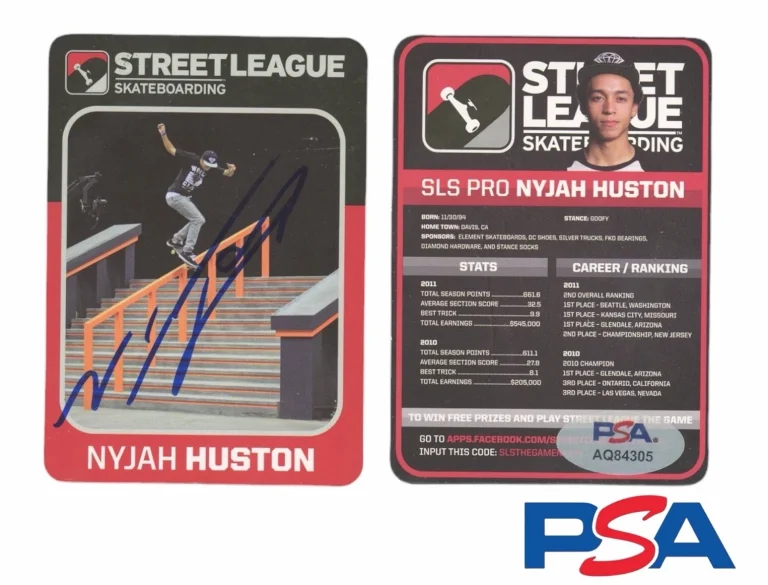 Nyjah Huston Signed 2012 Street League Skateboarding Rookie Card PSA/DNA AUTO RC