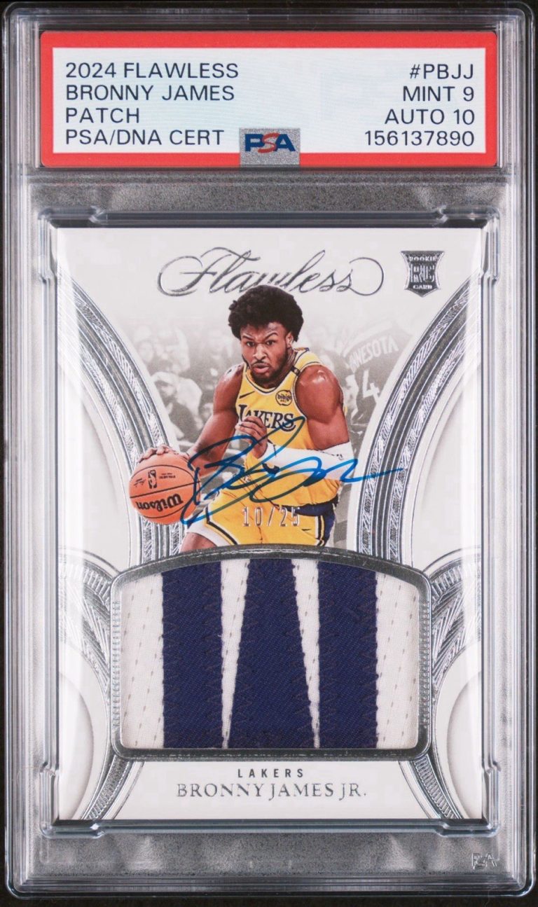2024 Panini Flawless #P-BJJ Bronny James Jr. Rookie Patch RPA /25 PSA 9/AUTO 10