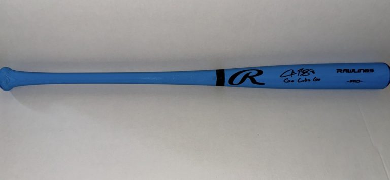 Alex Bregman signed F/S Blue Fathers Day Bat + Go Cubs Go Beckett Witnessed