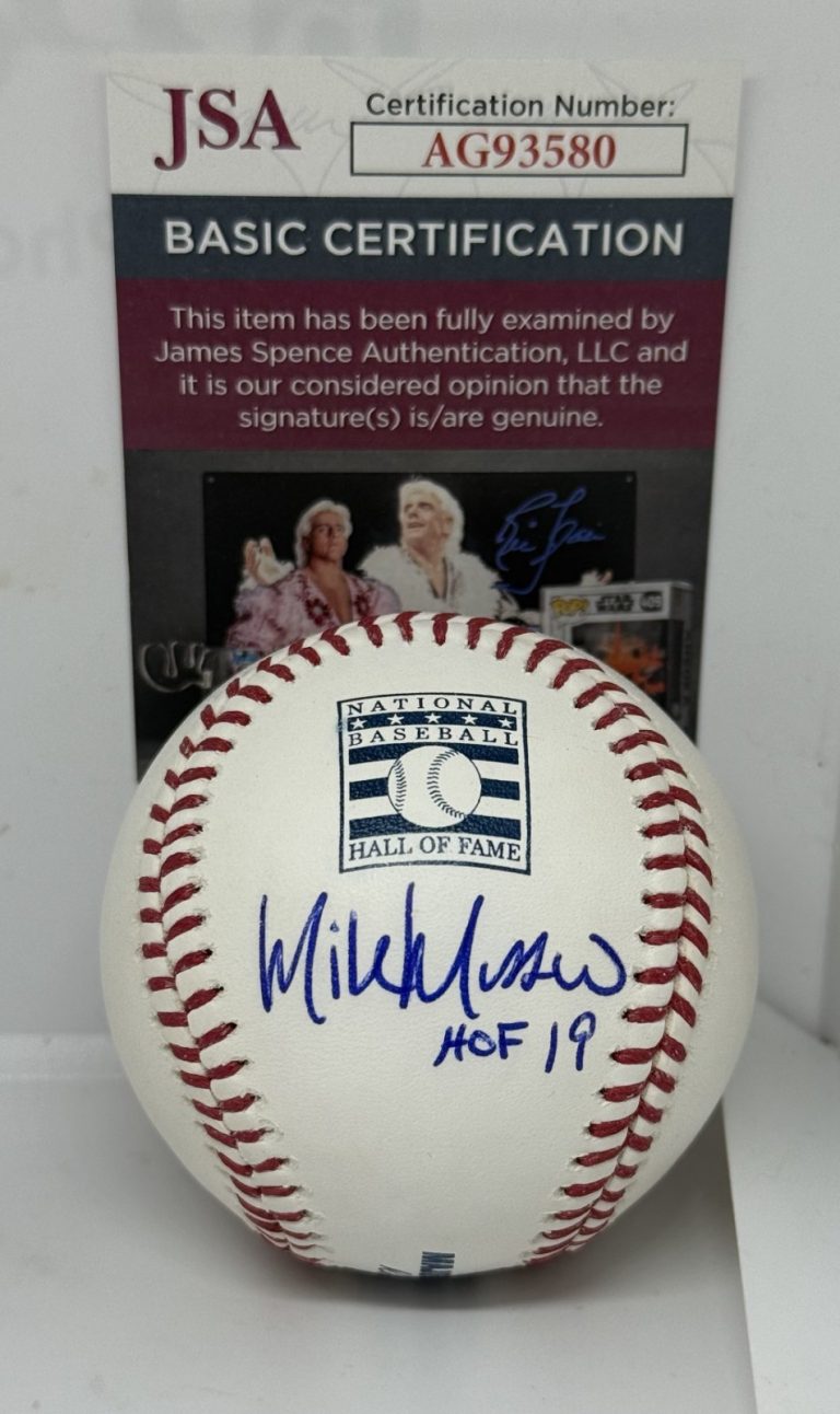 Mike Mussina Yankees Orioles signed HOF Logo Baseball Ball W HOF Inscription JSA