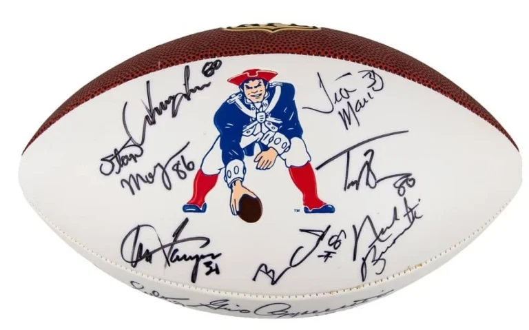 New England Patriots Legends Signed Football Brad Hannah Bruschi Beckett BAS