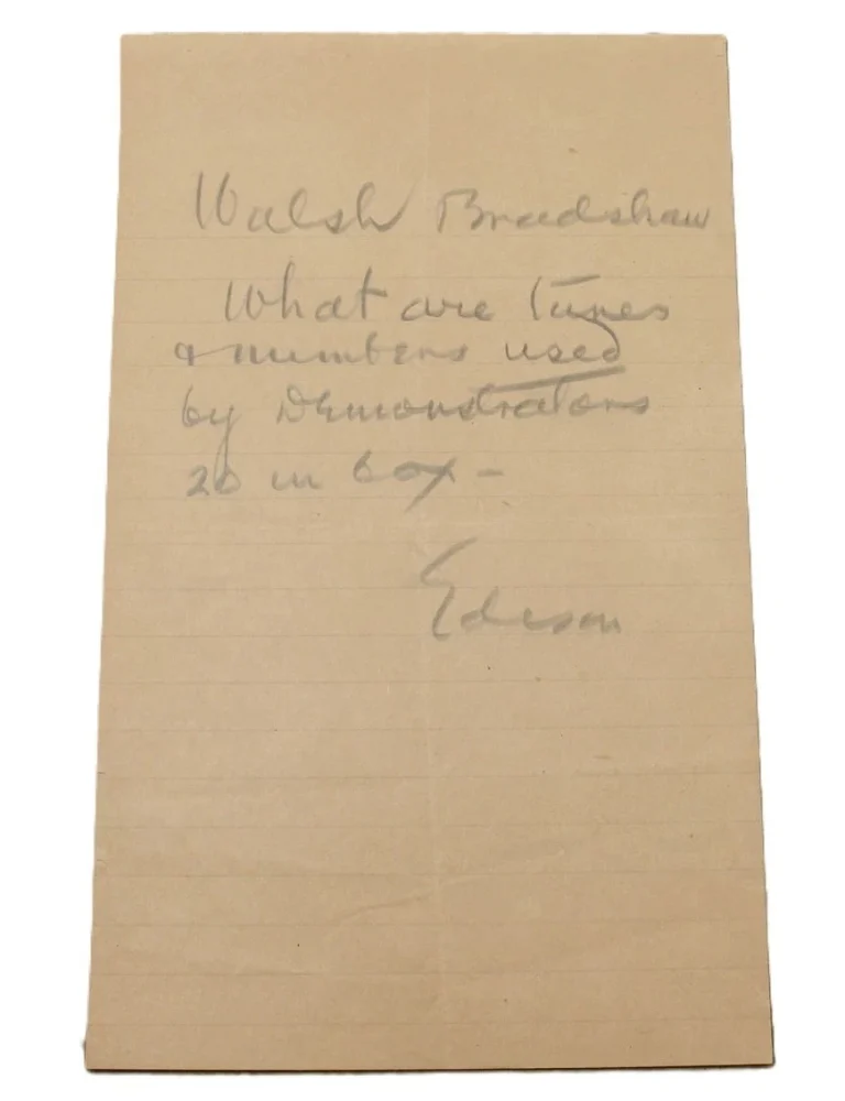 Thomas Edison Signed Handwritten 5x8 Laboratory Note Music/Sound Content JSA