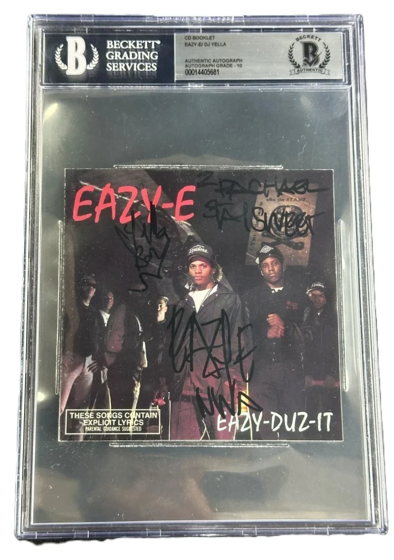 Eazy-E DJ Yella Signed Debut Eazy-Duz-It CD GEM MINT 10 Beckett BAS Auto