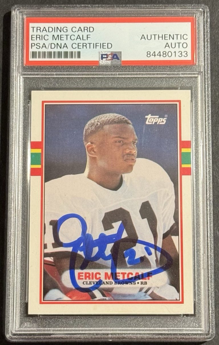 Eric Metcalf Signed Autographed Cleveland Browns 1989 Topps Traded RC Psa/Dna