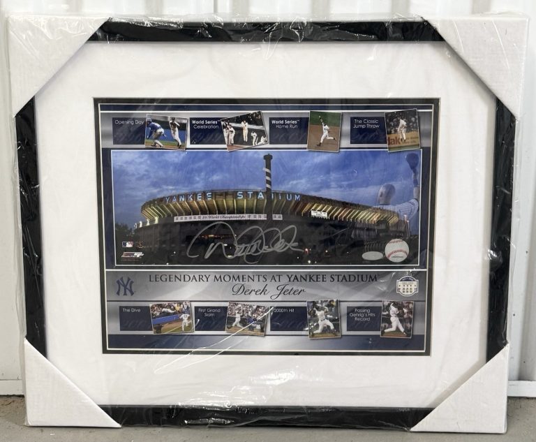 Derek Jeter Signed Auto Custom Framed Yankees Stadium Photo Steiner COA