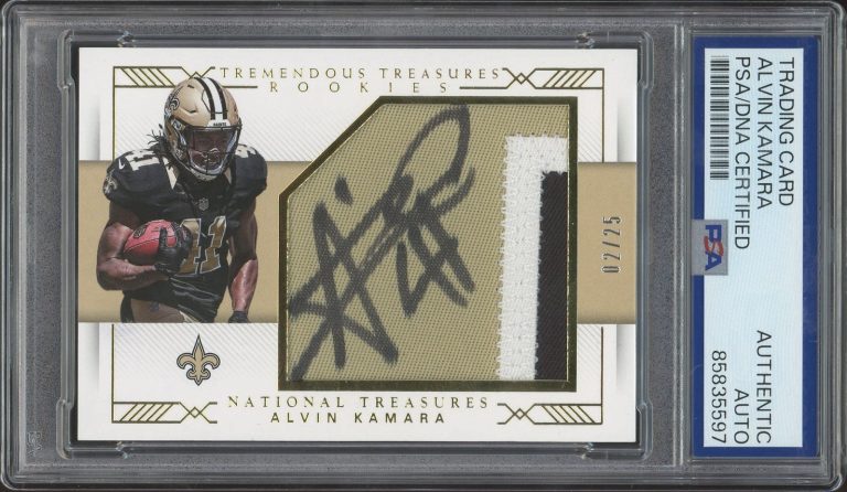 2017 National Treasures Alvin Kamara Rookie Tremendous Treasures /25 PSA AUTO RC