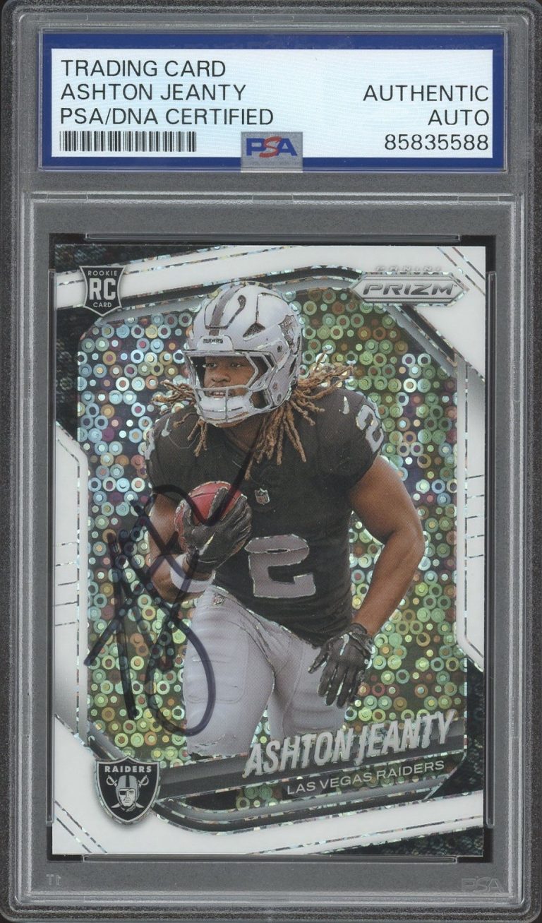 2025 Panini Prizm #315 Ashton Jeanty Signed White Disco Rookie PSA AUTO RAIDERS