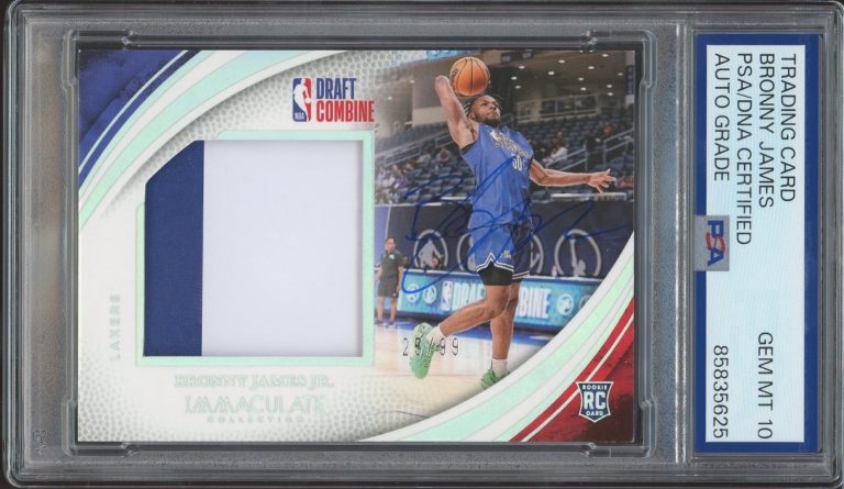 2024 Panini Immaculate Bronny James NBA Draft Combine Patch /99 PSA AUTO 10 RC