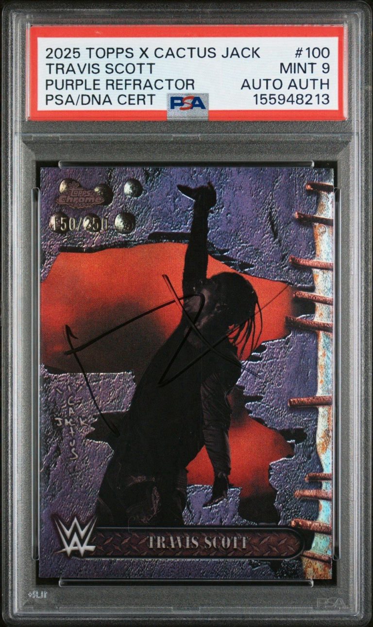 2025 Topps X Cactus Jack #100 Travis Scott Purple Refractor Auto /250 PSA MINT 9