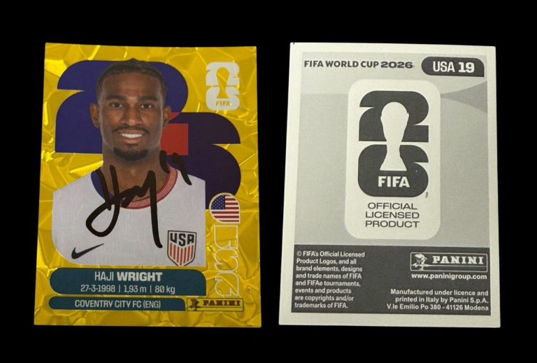 2026 Panini FIFA World Cup Haji Wright Signed Gold Crumple Sticker AUTO RC USMNT