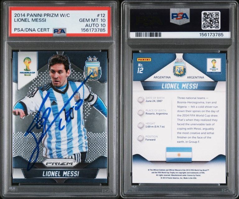 Lionel Messi Signed 2014 Panini Prizm World Cup Soccer #12 PSA/DNA 10/10 AUTO