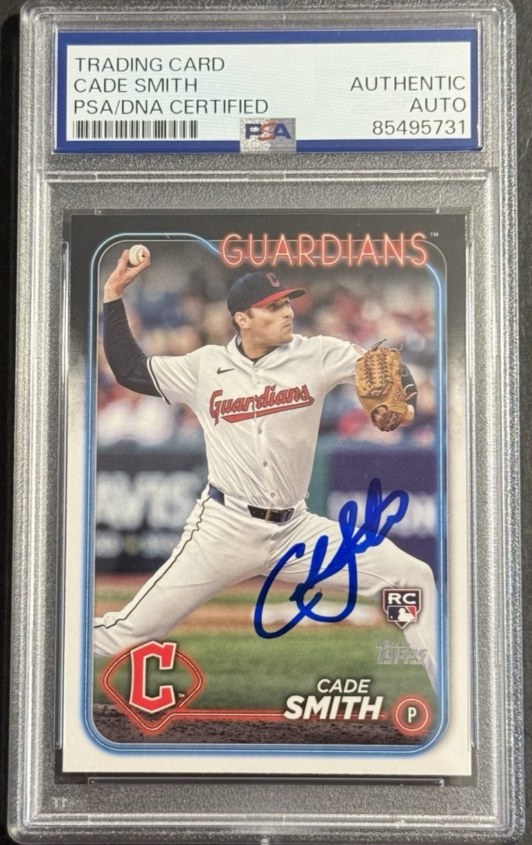 Cade Smith Signed 2024 Topps Rookie Card Cleveland Guardians PSA/DNA Slabbed