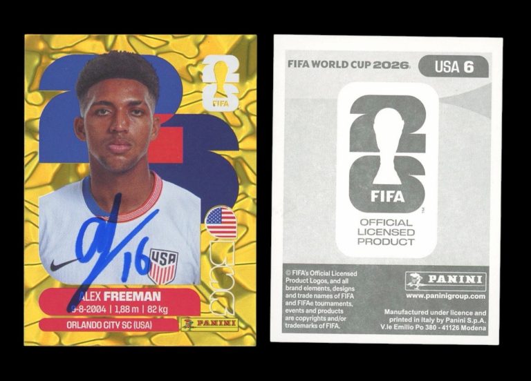 2026 Panini World Cup Alex Freeman Signed Gold Crumple Sticker AUTO RC USMNT
