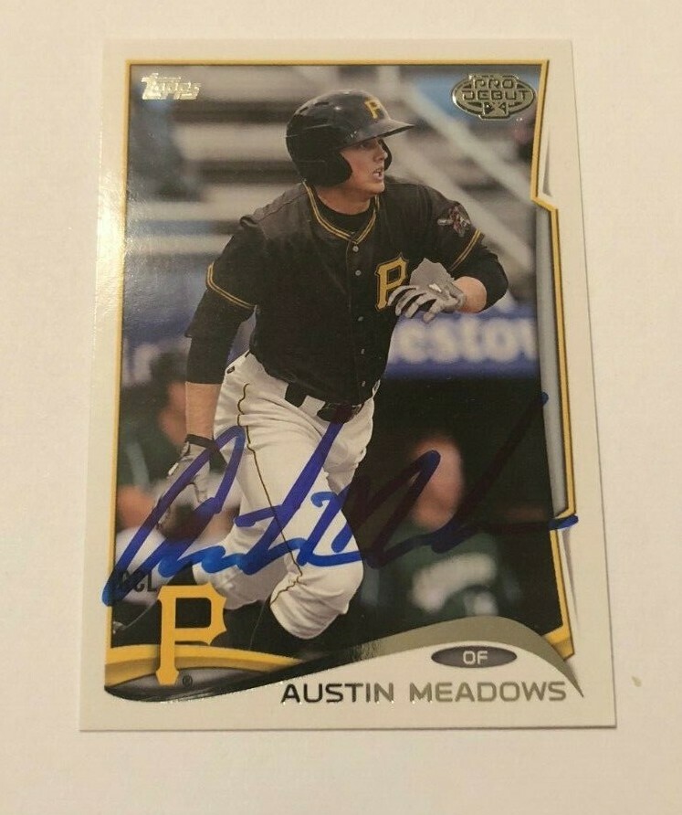 AUSTIN MEADOWS SIGNED 2014 TOPPS PRO DEBUT PROSPECT ROOKIE CARD AUTO
