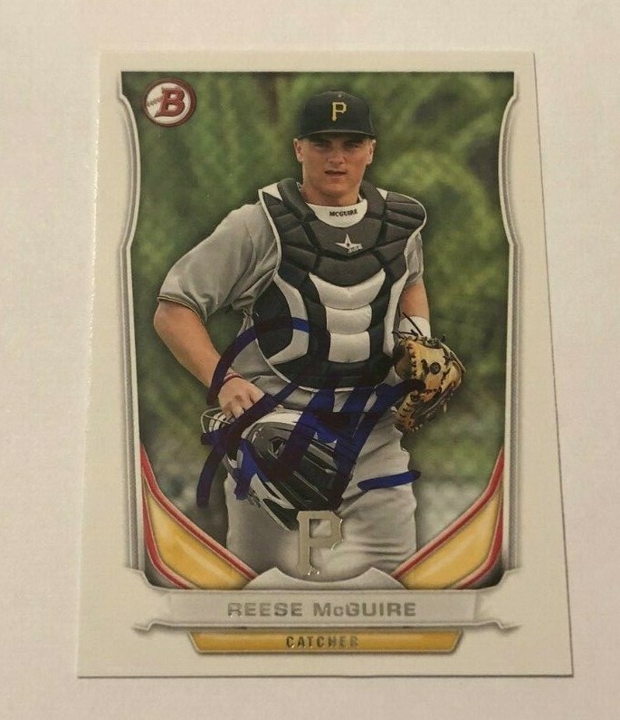 REESE MCGUIRE SIGNED 2014 BOWMAN DRAFT PROSPECT ROOKIE CARD AUTO