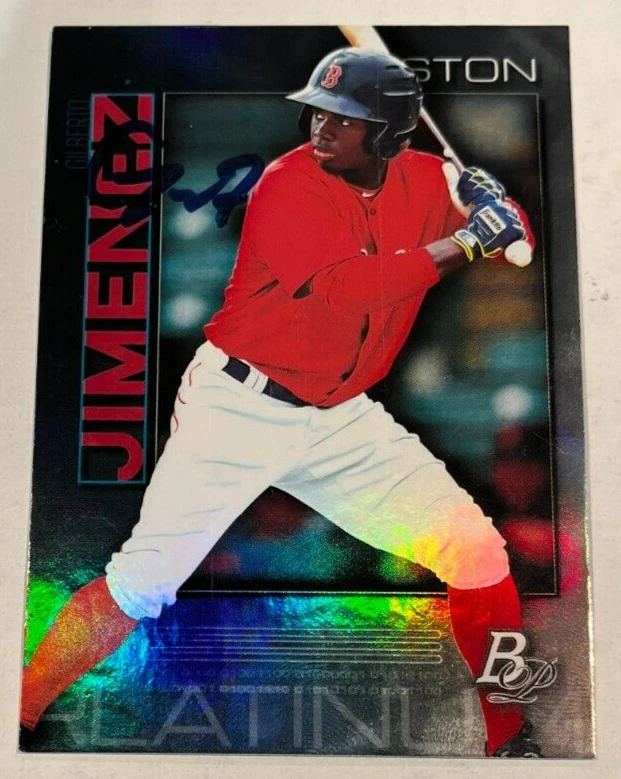 GILBERTO JIMENEZ SIGNED 2020 BOWMAN PLATINUM ROOKIE BASEBALL CARD AUTO
