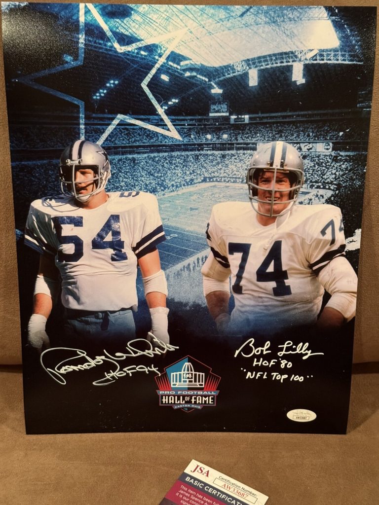 Bob Lilly + Randy White SIGNED AUTOGRAPHED Photo JSA Dallas Cowboys Inscriptions