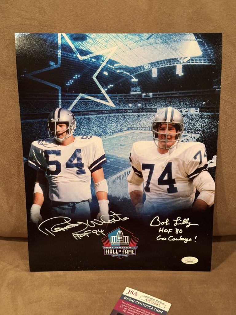 Bob Lilly + Randy White SIGNED AUTOGRAPHED Photo JSA Dallas Cowboys Inscriptions