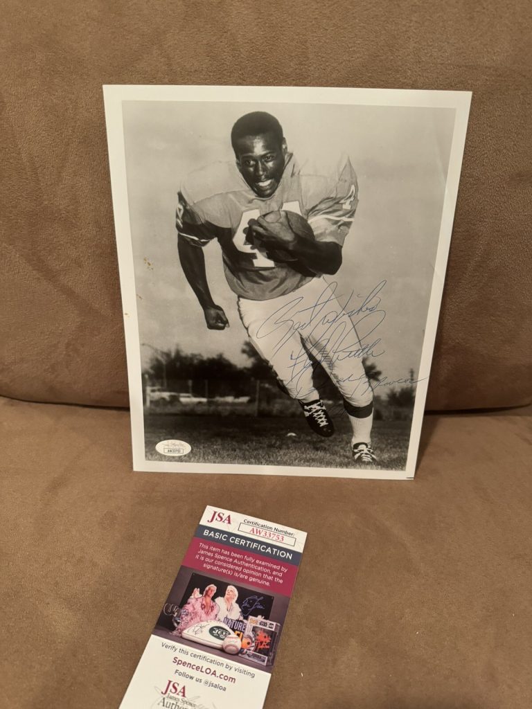 AWESOME FLOYD LITTLE SIGNED Denver Broncos Vintage Ball Point PHOTO JSA