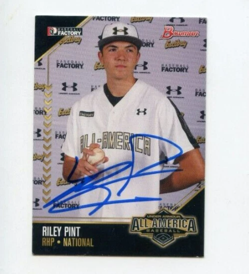 RILEY PINT SIGNED 2015 BOWMAN UNDER ARMOUR ALL AMERICA BASEBALL CARD AUTO