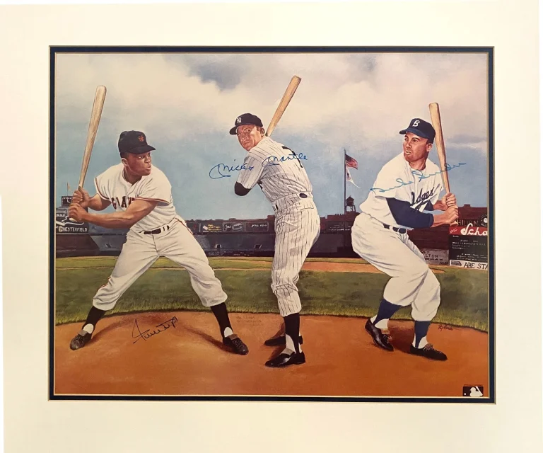 Mickey Mantle Willie Mays Duke Snider Signed 16x20 Ray Amato Photo Litho JSA