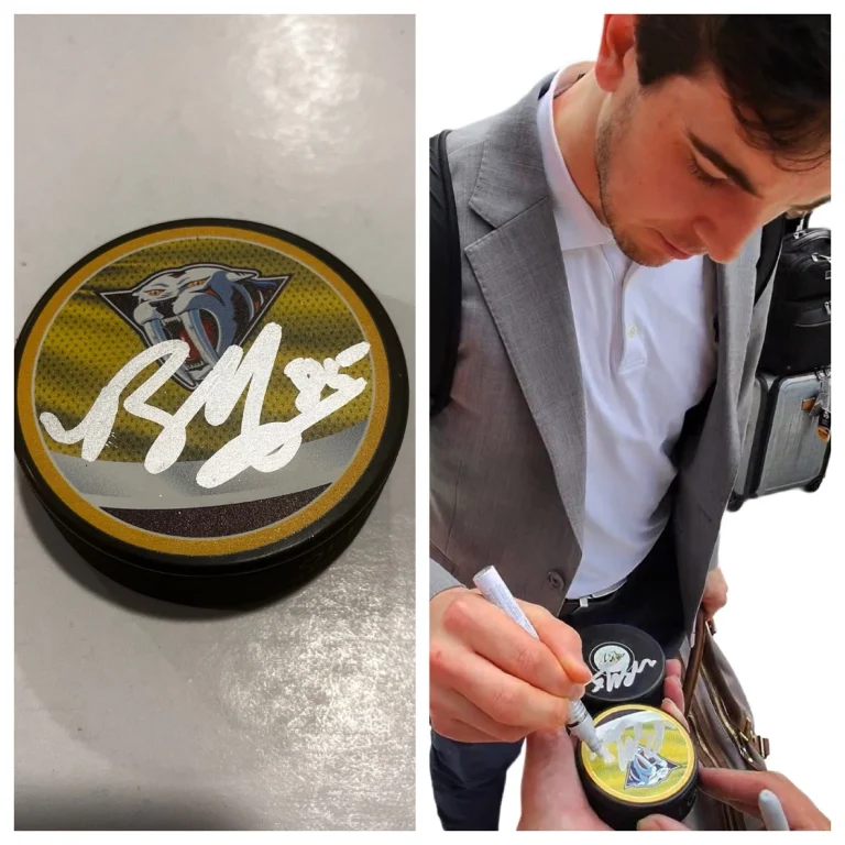 RYAN UFKO SIGNED NASHVILLE PREDATORS HOCKEY PUCK W/ CASE COA