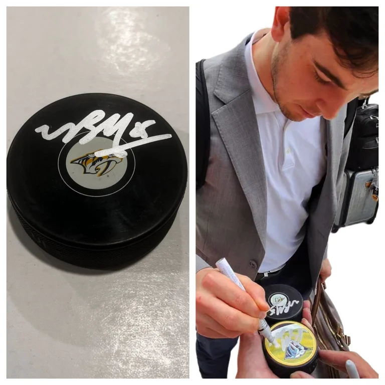 RYAN UFKO SIGNED NASHVILLE PREDATORS HOCKEY PUCK W/ CASE COA