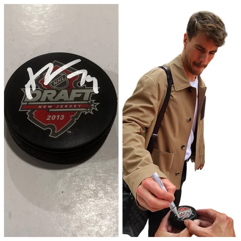 JUUSE SAROS SIGNED NASHVILLE PREDATORS 2013 NHL DRAFT HOCKEY PUCK W/ CASE COA