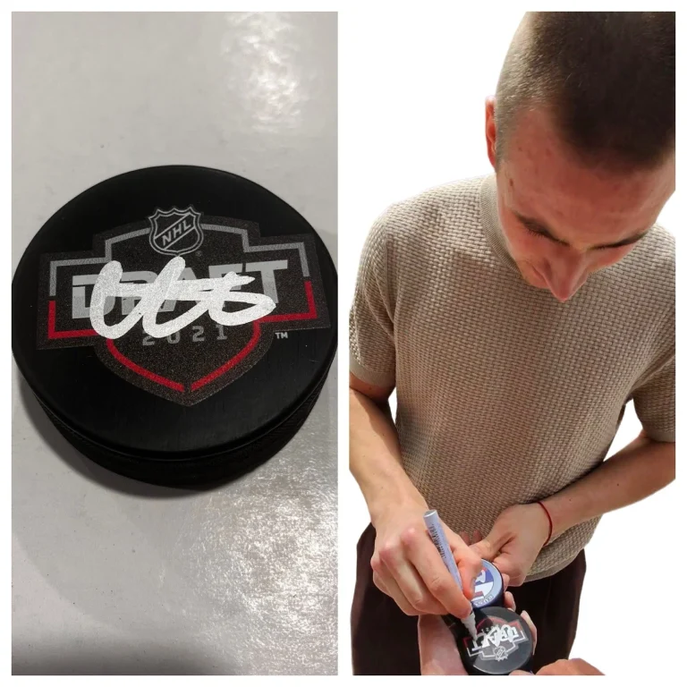 FEDOR SVECHKOV SIGNED NASHVILLE PREDATORS 2021 NHL DRAFT HOCKEY PUCK W/ CASE COA