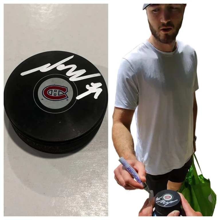 NOAH DOBSON SIGNED MONTREAL CANADIENS HOCKEY PUCK W/ CASE COA