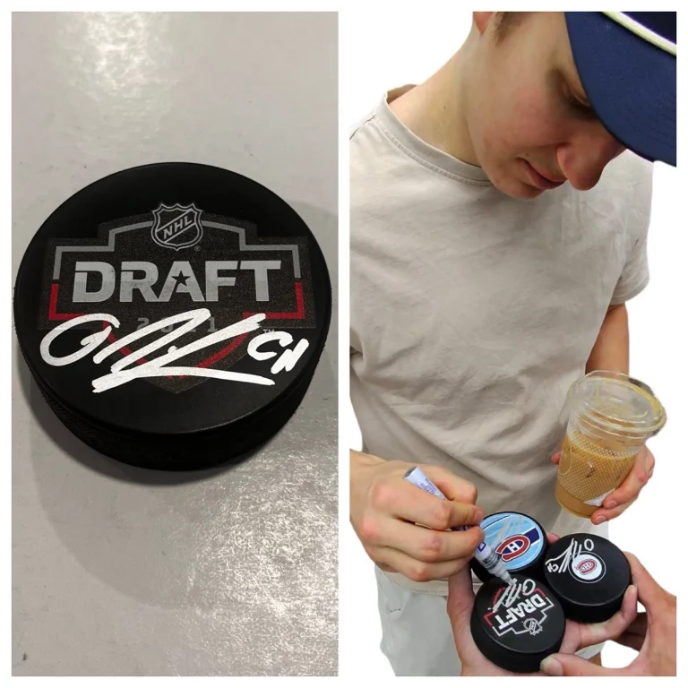 OLIVER KAPANEN SIGNED MONTREAL CANADIENS 2021 NHL DRAFT HOCKEY PUCK W/ CASE COA