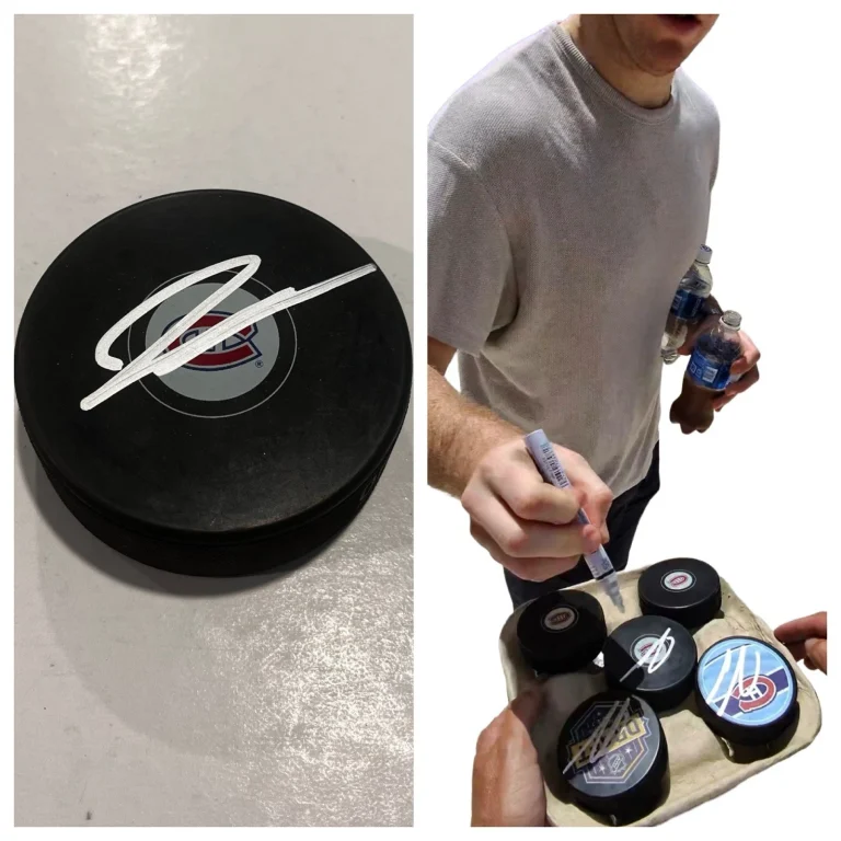 JACOB FOWLER SIGNED MONTREAL CANADIENS HOCKEY PUCK W/ CASE COA