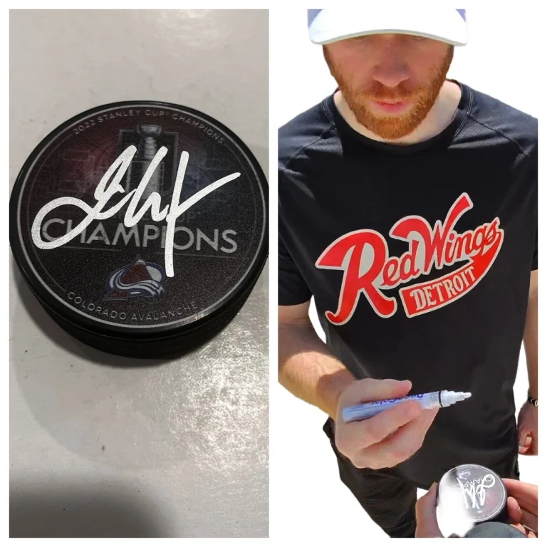 JT COMPHER SIGNED COLORADO AVALANCHE 2022 STANLEY CUP HOCKEY PUCK W/ CASE COA