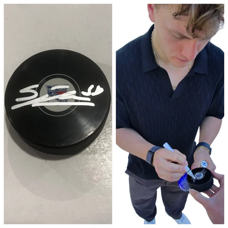 ADAM SYKORA SIGNED NEW YORK RANGERS HOCKEY PUCK W/ CASE COA