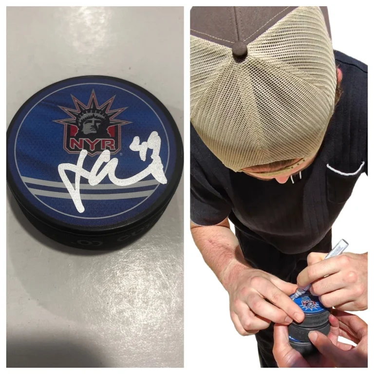 JAROSLAV CHMELAR SIGNED NEW YORK RANGERS HOCKEY PUCK W/ CASE COA