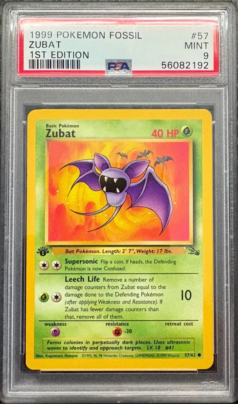 1999 Pokemon Fossil 1st Edition #57 Zubat PSA 9